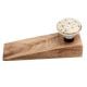 2 Pieces Cream & White Golden Checkerboard Ceramic Wooden Door Stopper